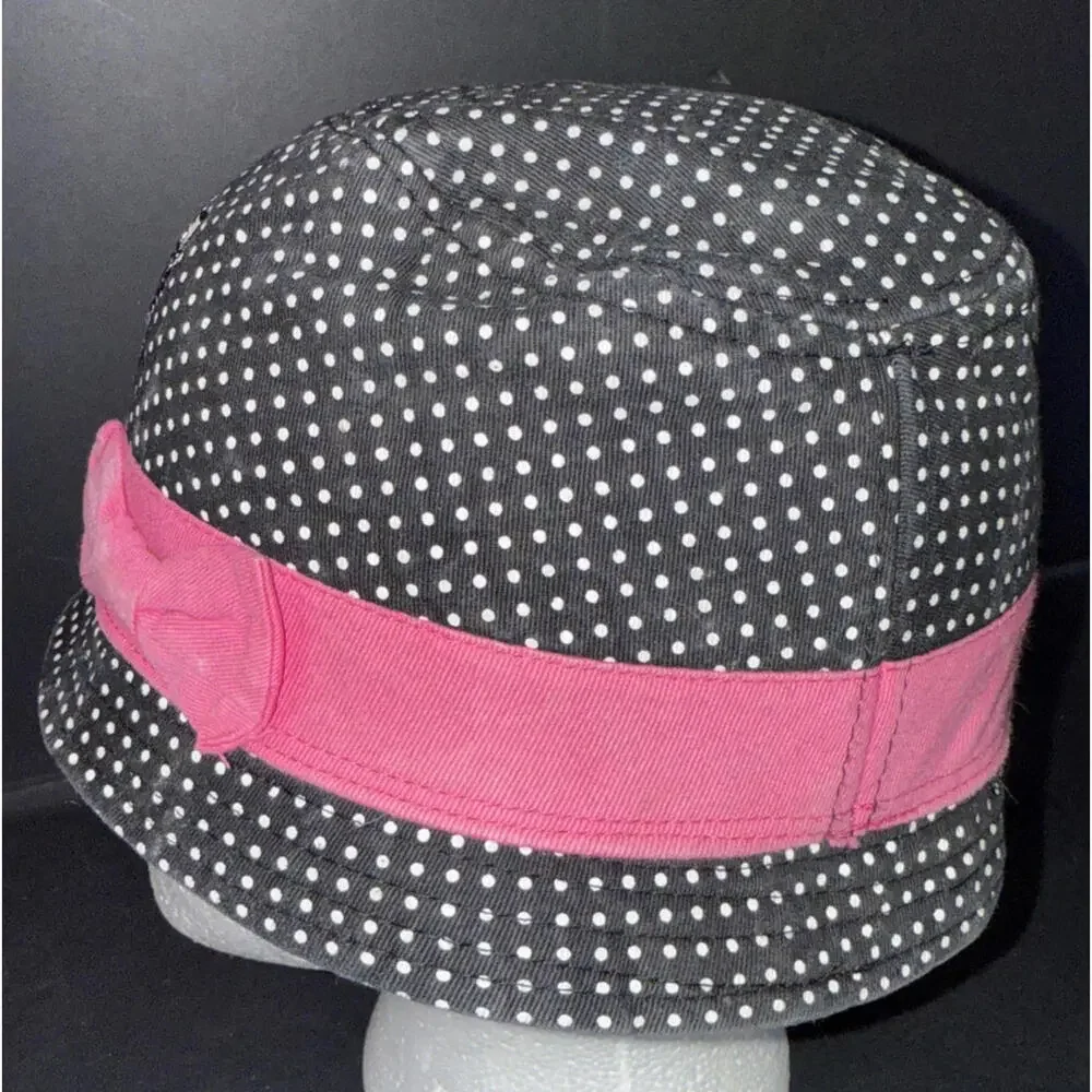 Hello Kitty Black Pink Y2K‎ Cat Cartoon Polka Dot Y2K Bucket Hat